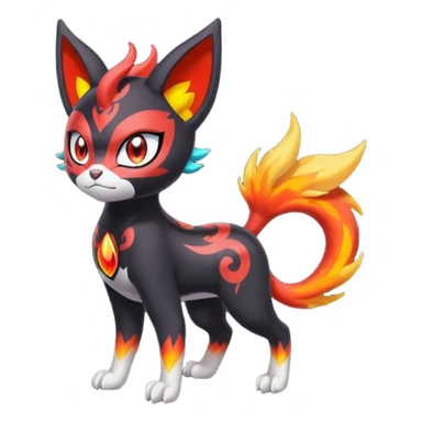 Colorful Meloetta-Litten-Darkrai-Pokémon-Fakémon-fusion-hybrid-creature sticker