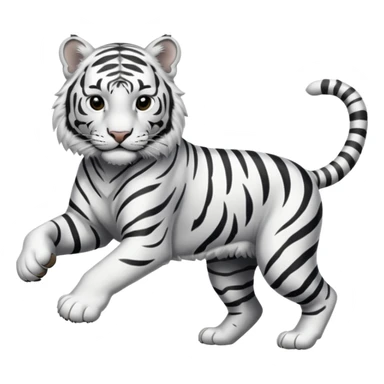 A white tiger pouncing at the screen with silver accsents  sticker