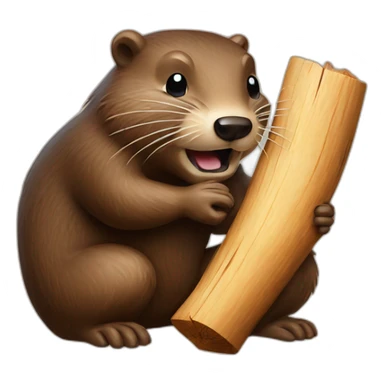 Beaver biting wood sticker