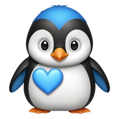 loving cute penguin whit blue hearts around him sticker