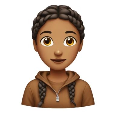 a girl with braids and a brown sweatshirt  sticker