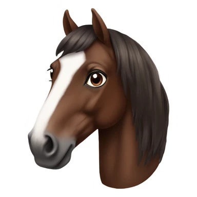 bay horse with white nose, with chocolate hair girl, portrait sticker