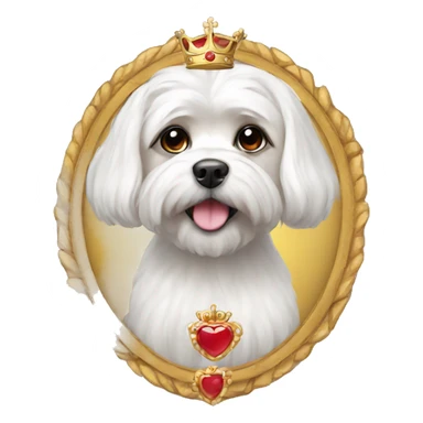 A Maltese wearing a crown sticker