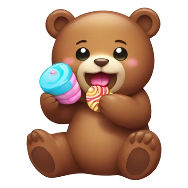 Kawaii bear eating candy  sticker