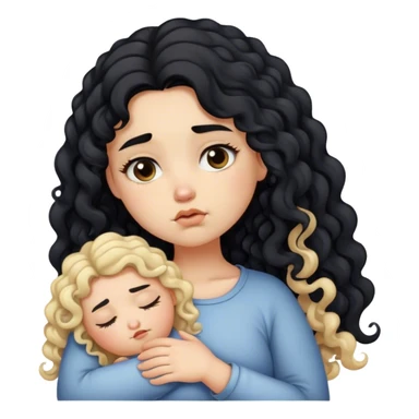 black hair blond girl with long curly hair make her little chubby sleepy  sticker