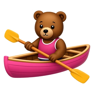 Make the image show only the pink rowing boat with the bear rowing, removing the background. Originally in apple style emojis. sticker