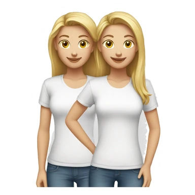 two caucasian girls wearing white t-shirts sticker