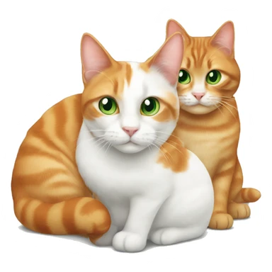 a big and a small , ginger and white cat with green eyes sticker