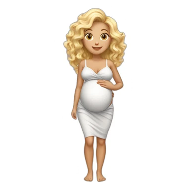 adorable pregnant blond full body women with beach-wave-hair sticker