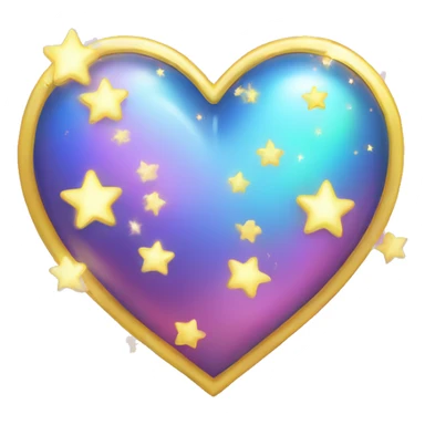 Iridescent heart with twinkle stars sticker