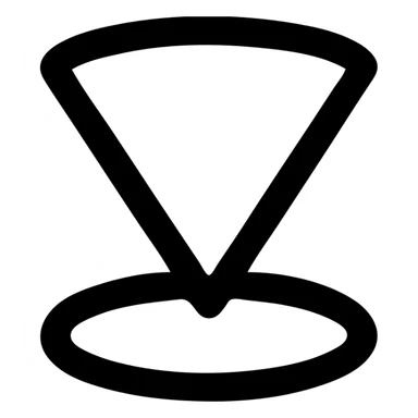 Minimalist vector logo of a light cone: two clean straight lines meet at a sharp apex, open ellipse base, no interior fill, 2-pt stroke weight, centered on a white square canvas, single deep-indigo color, flat icon style, ultra-crisp edges, no text, no shadow sticker