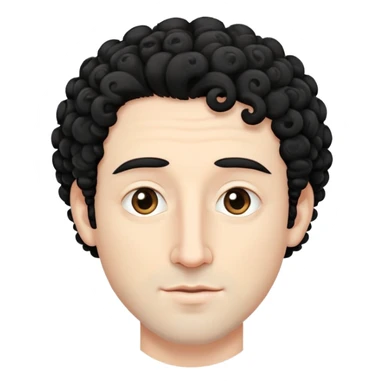 white Guy with curly black hair (not too curly), no facial hair, 40 years old, big nose, oriental eyes sticker