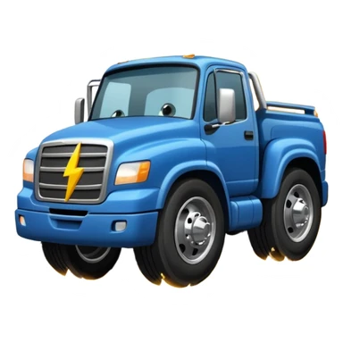 A front semi steer tire that is flat getting stuck by a lightning bolt add highway sticker