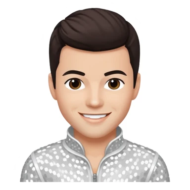 Jordan Knight from NKOTB with dark brown hair, white sequin outfit sticker