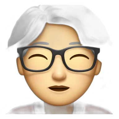 Chinese senior lady wear glasses looks sleepy sticker