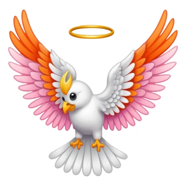 angel wing with a colored outline with an orange-pink mix sticker