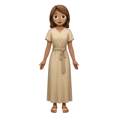 fullbody, head-to-toe, Lazarus's sister, Jesus's friend, with brown hair and beige dress, normal emoji style, different pose sticker