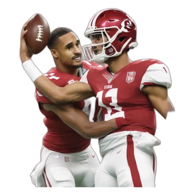 Jalen Hurts holding Lombardi sticker