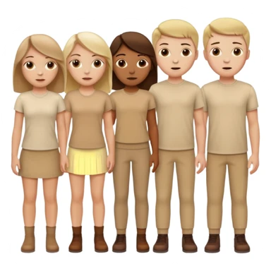 4 white girls and 2 white boys in beige clothes sticker