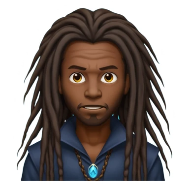 black mysterious rapper with long dreadlocks and evil aura sticker