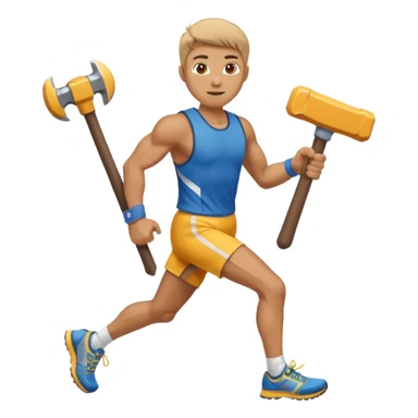 An emoji representing the ironman challenge event long-distance marathon for an mmorpg player who crafts everything themselves the hard way, and does not buy or sell items in-game. sticker