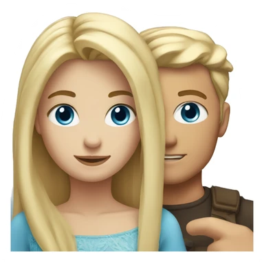 a blond guy with a crop hairstyle and blue eyes and a blonde girl with long hair and blue eyes sticker