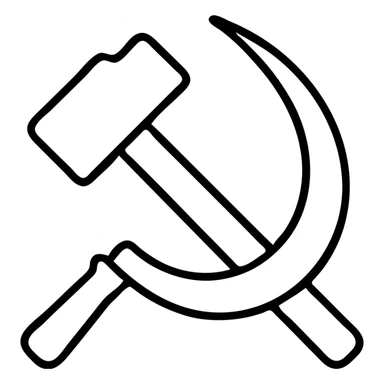 A hammer and sickle tool symbol with the hammer and sickle crossed sticker
