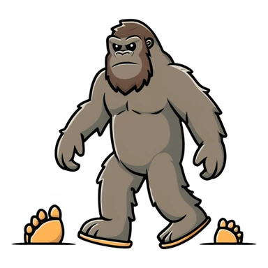 cute cartoon bigfoot with large footprints sticker
