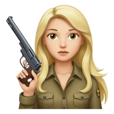 blonde long haired rockstar holding a gun sticker