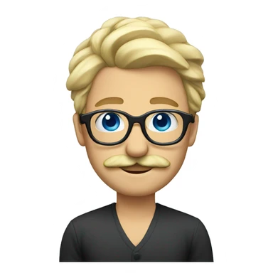 Blond, moustache, glasses and blue eyes sticker