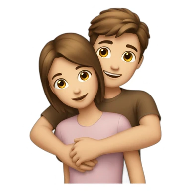 boy-brown-hair hug girl with brown-hair sticker