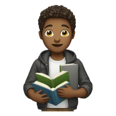 boy designer holding laptop and book sticker