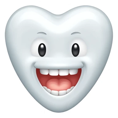 white tooth with subtle cute expression, minimal mouth sticker