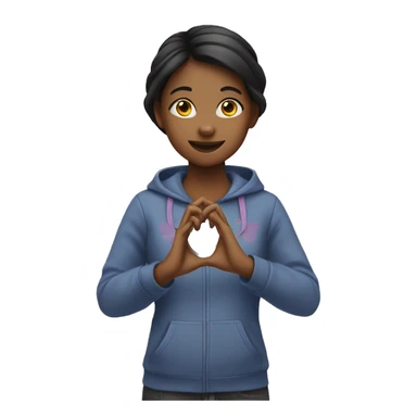 A girl doing a hand heart  sticker