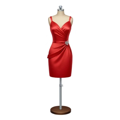 dress mannequin with tiny red dress sticker