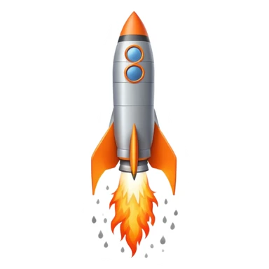 A rocket launching into space with flames and smoke coming out of the bottom sticker