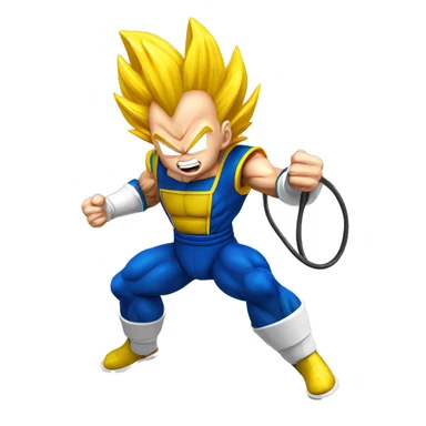 super sayian rose vegeta wih a jump rope sticker