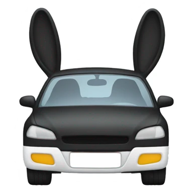 front facing car with black bunny ears  sticker