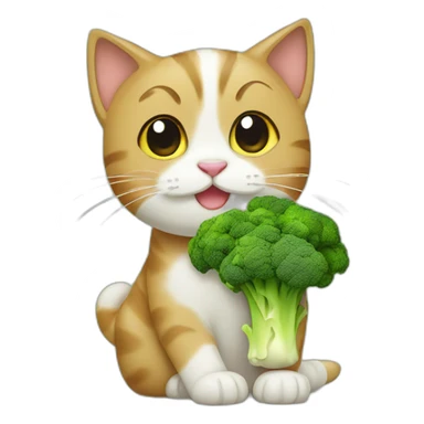 Cat eating brocoli  sticker