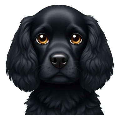 Small completely black spaniel with black fur on his whole face and white fur only on his chest sticker