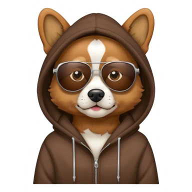 Dog wearing a hoodie and sun glasses sticker