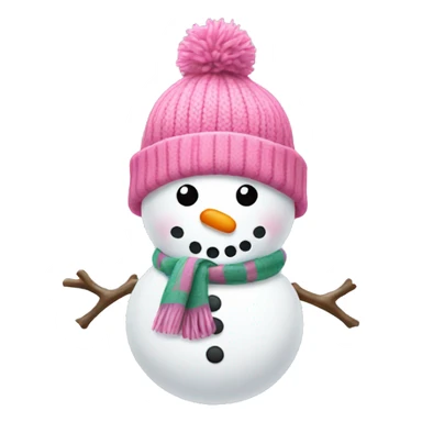 snowman with pink scarf and bobble hat sticker