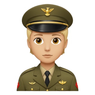 a soldier with short blonde hair sticker