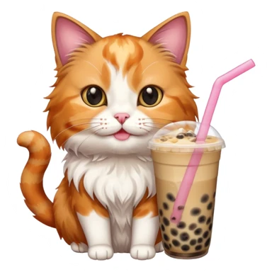cat drinks bubble tea sticker