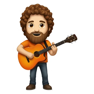 Man with brown hair and beard orange ibenez guitar sticker