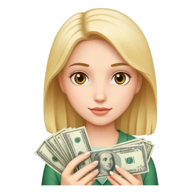 realistic portrait of a girl with money sticker