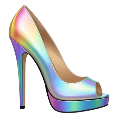 Holographic raindow open toe high heel pumps sticker