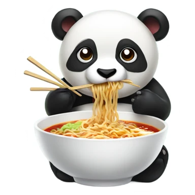 Panda eating ramen sticker