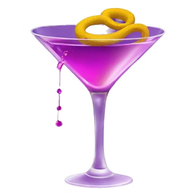 a snake coiling around a martini glass filled with purple-red liquid sticker