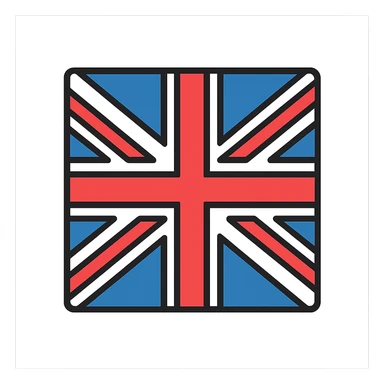 British flag, simple, iconic, bold colors, flat design, clear lines, minimal, geometric, stylized, modern look sticker